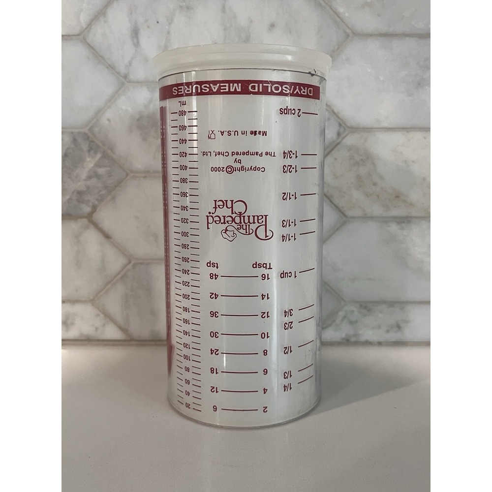 PAMPERED CHEF Slide Adjustable Wet / Dry MEASURING CUP 2 Cup Push Tube #2225